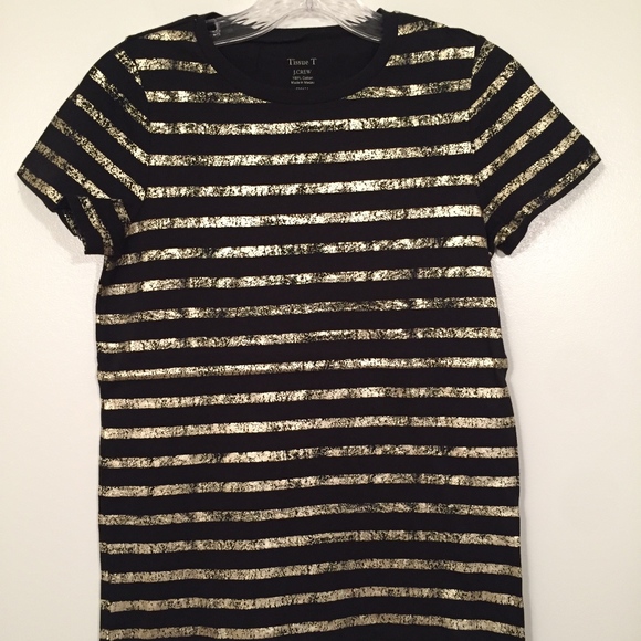 J. Crew Tops - NWT J. Crew Women Black Gold Stripe Short Sleeve T